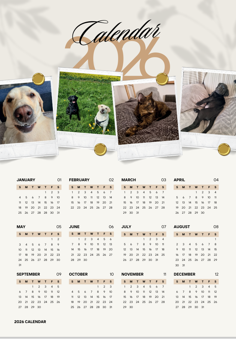 Personalised Magnetic Calendar A4 (210 x 297 mm) UK