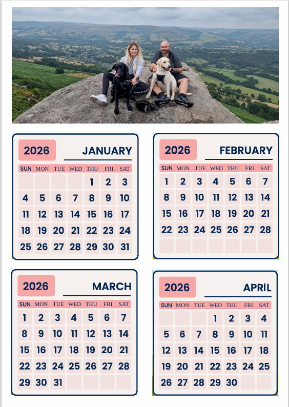 Personalised Magnetic Calendar A5 (148 x 210 mm) UK
