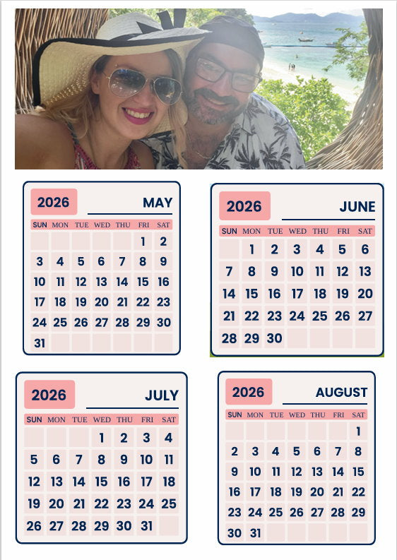 Personalised Magnetic Calendar A5 (148 x 210 mm) UK