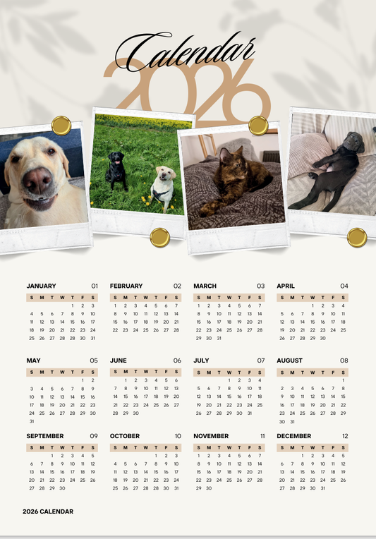 Personalised Magnetic Calendar A4 (210 x 297 mm) UK